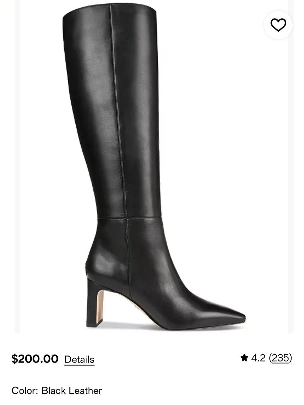 Sam Edelman Sylvia Black Knee-High Pointed-Toe Leather Boots - Picture 3 of 4